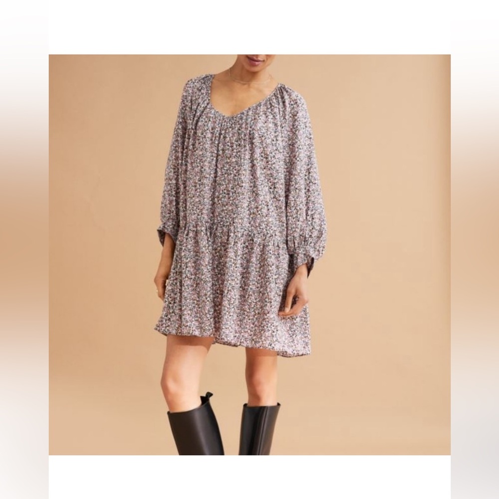 NWT H&M Airy Dress Wild Flowers Floral Print V-Neck Loose Boho lightweight Small